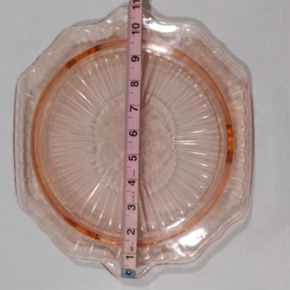 Anchor Hocking Mayfair Open Rose Footed Cake Plate,10" Pink Depression Glass - Picture 6 of 7